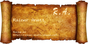 Rainer Anett névjegykártya